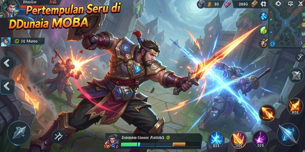 Screenshot utama 8G8G menampilkan pertarungan heroik di arena MOBA.
