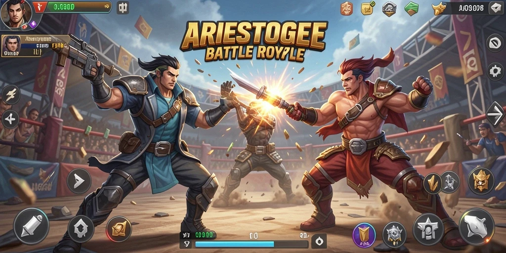 Tampilan mendebarkan permainan ARIESTOGEL dalam mode Battle Royale.