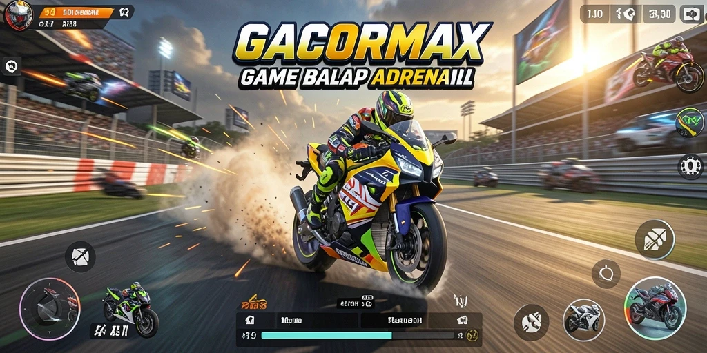 Screenshot GACORMAX menampilkan aksi balap motor yang mendebarkan.