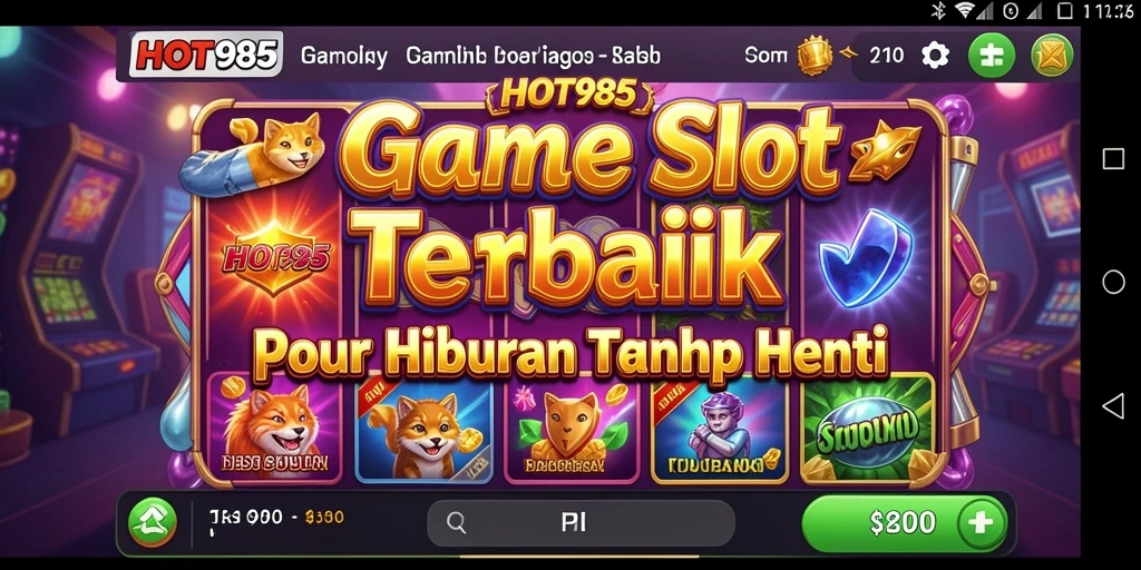 Screenshot gameplay HOT985 menampilkan mesin slot dengan grafis menarik.