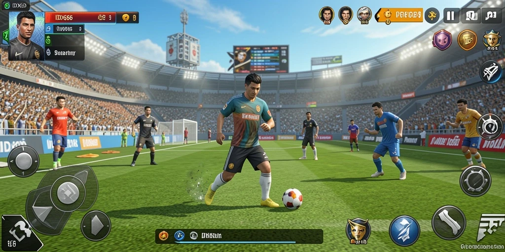 Tangkapan layar gameplay IDX66 menunjukkan pertandingan olahraga yang intens.