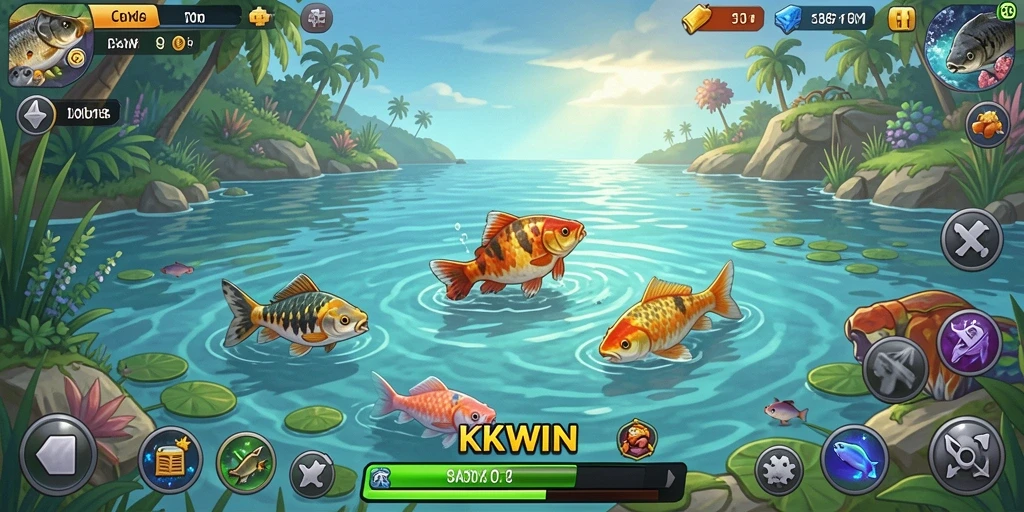 Tangkapan ikan yang realistis dalam gameplay KKWIN.