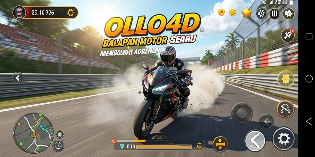 Screenshot menunjukkan aksi balapan motor yang mendebarkan.