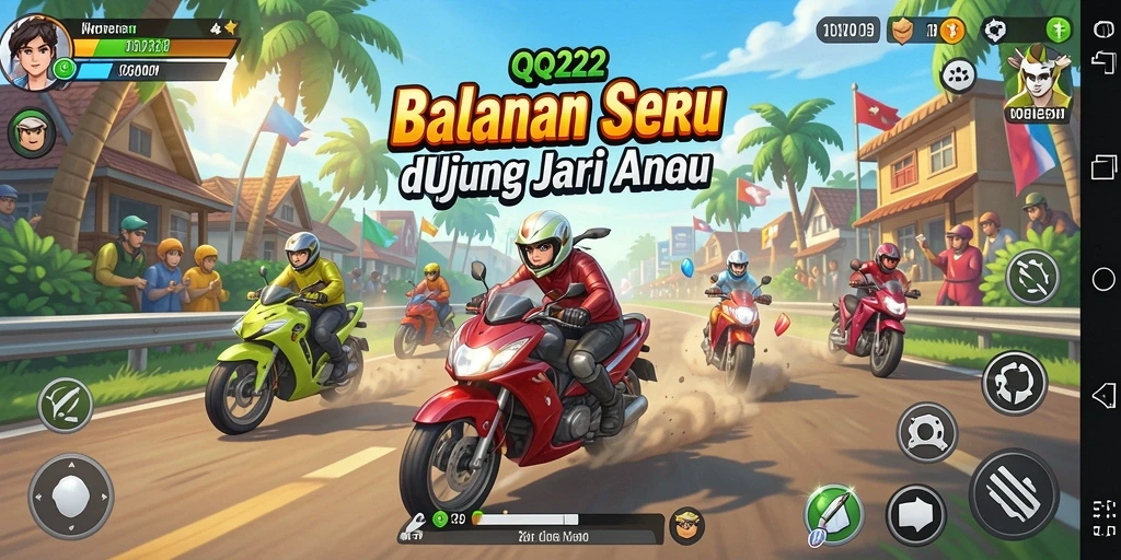 Tampilan gameplay balapan yang mendebarkan di QQ222.