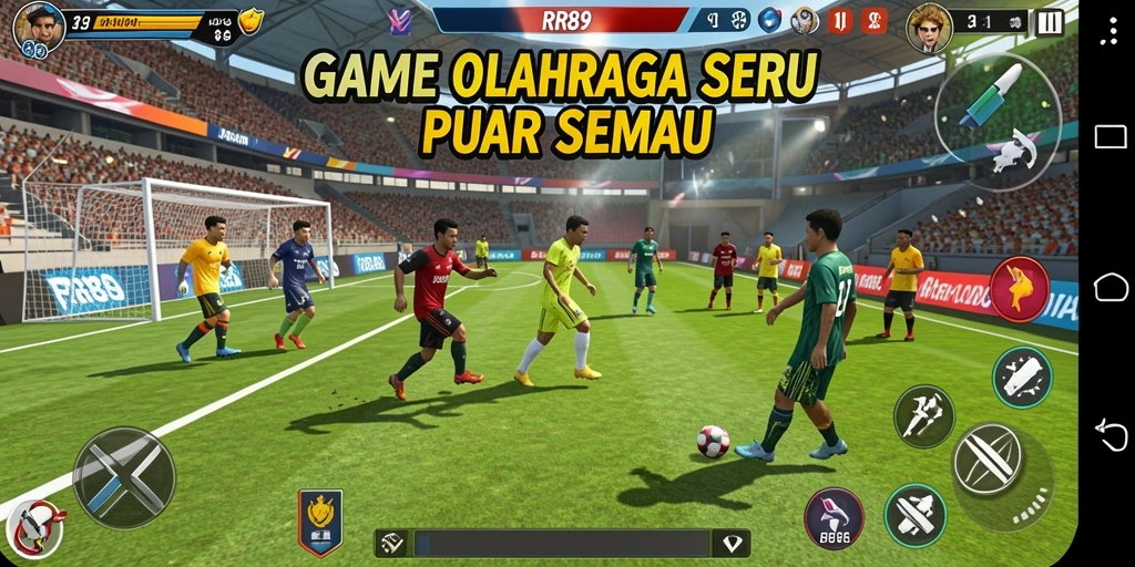 Screenshot utama RR89 menampilkan gameplay seru dalam pertandingan olahraga.