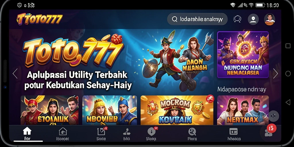 Screenshot utama TOTO777 yang menunjukkan antarmuka aplikasi Utility yang intuitif dan user-friendly.